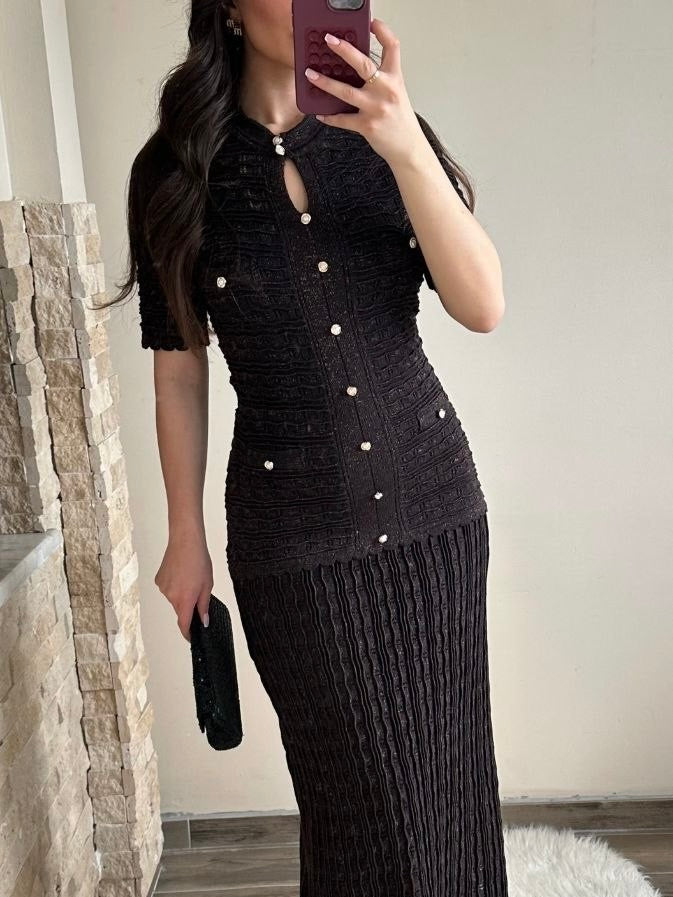Sandro Tweed Maxi Dress