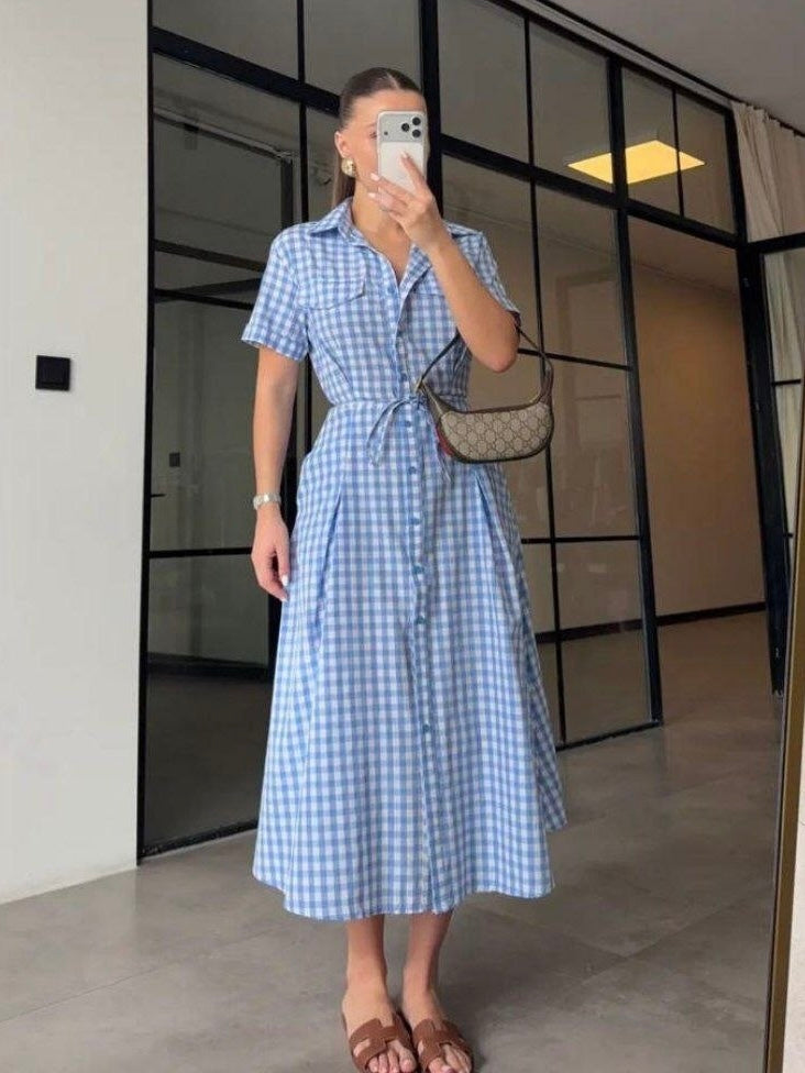 Blue Plaid Dress