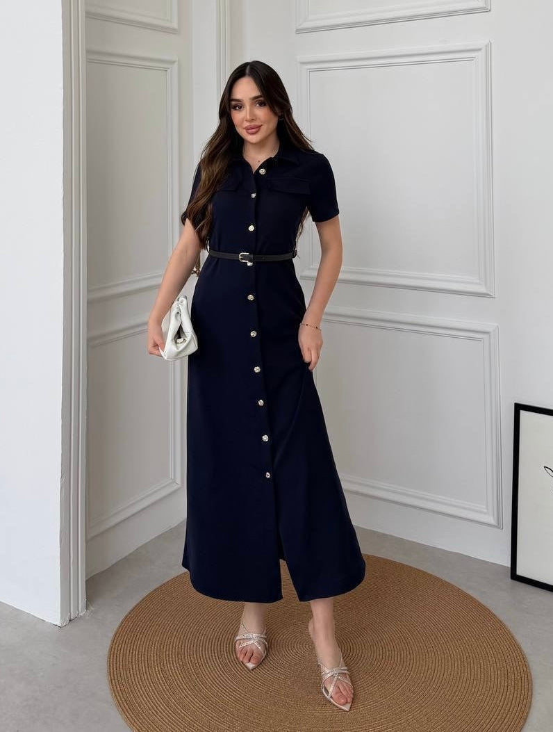 Navy Utility Shirt Dress