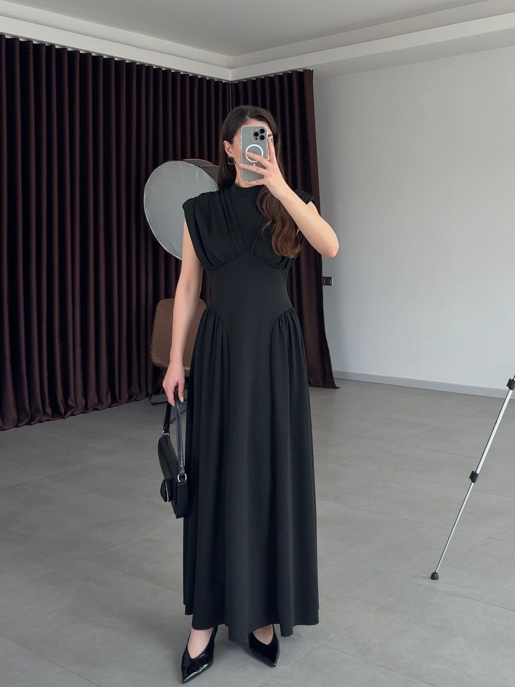Black Sculpted Waist Dress