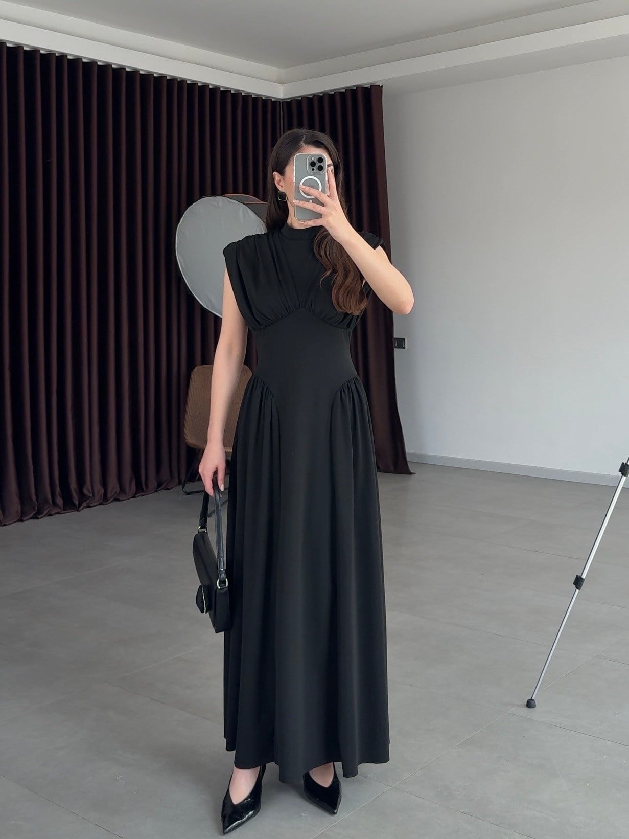 Black Sculpted Waist Dress