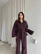 Burgundy Denim Set
