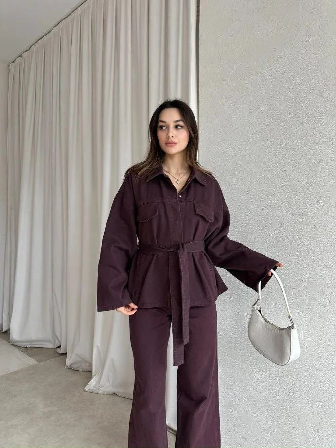 Burgundy Denim Set