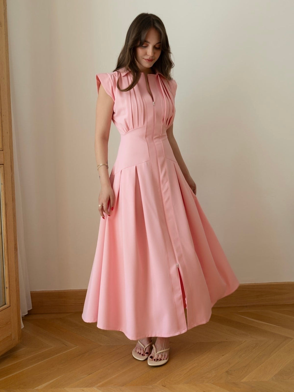 Blush Zip Midi Dress