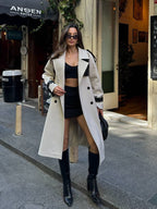 Beige Coat With Leather