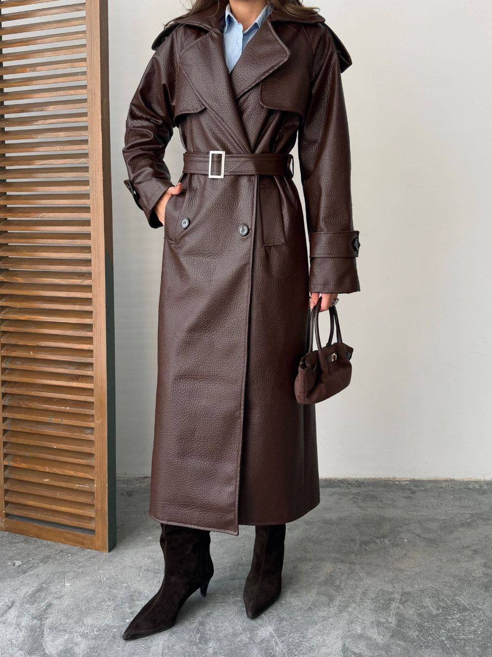Leather Luxe Trench Coat