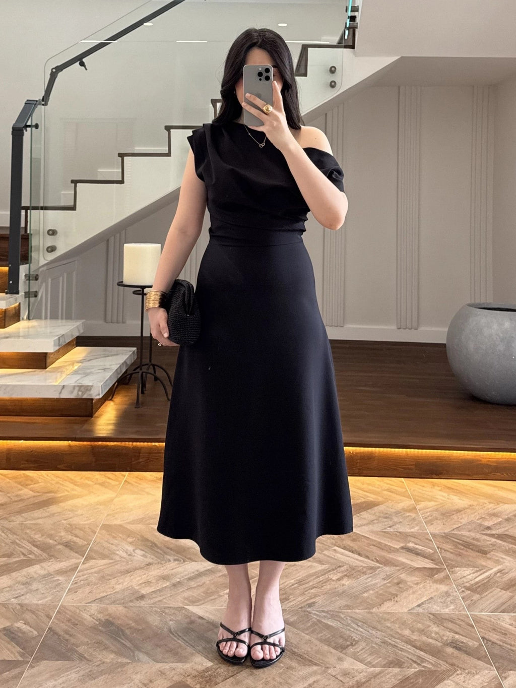 Elegant Drape Midi Dress