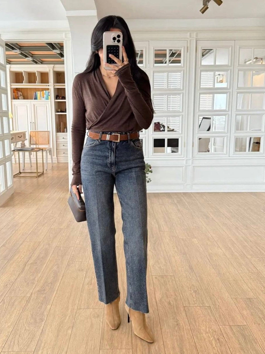 High Waist Straight Jeans