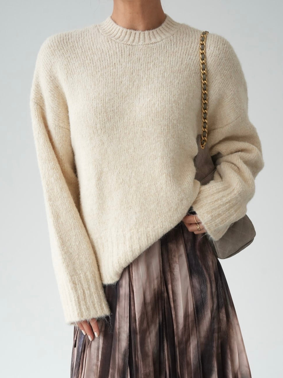 Cream Soft Fluffy Oversized Knit Sweater