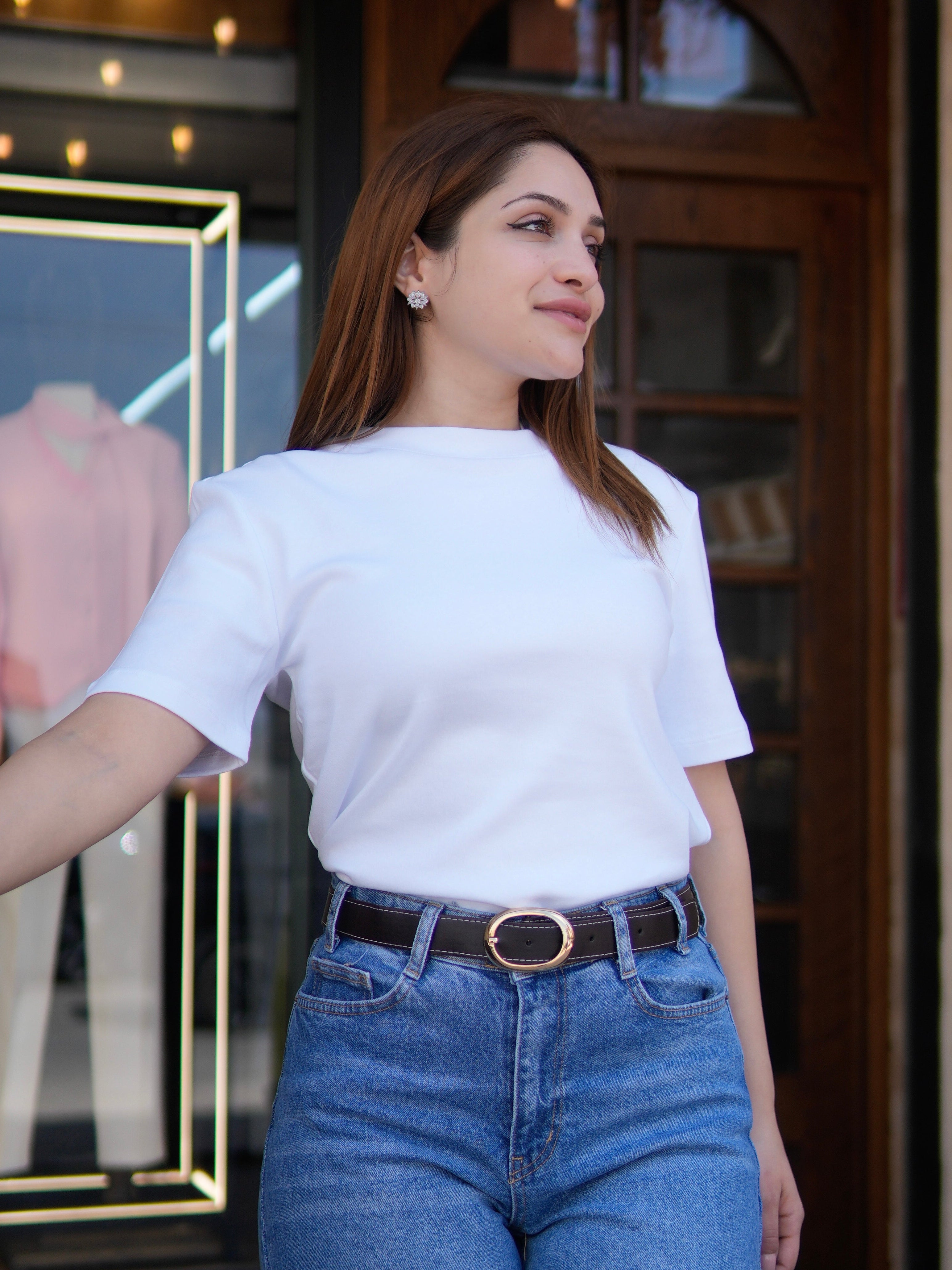 White Round Neck Blouse