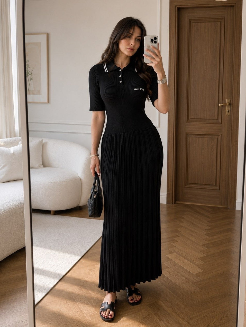 Miu Miu Knit Pleated Maxi Dress