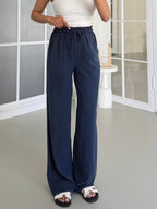 Navy Relaxed Wide-Leg Pants