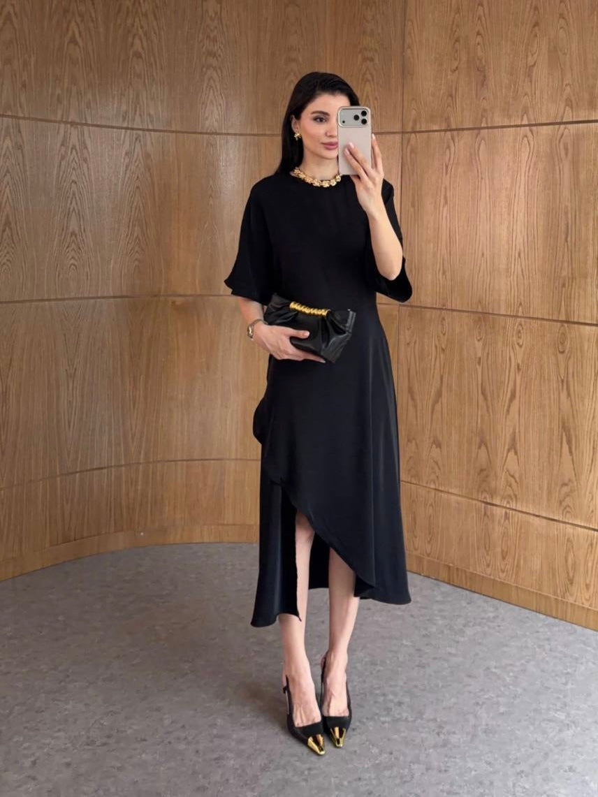 Classic Noir Midi Dress