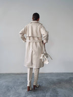 Beige Velvet Trench Coat