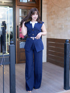 Navy Chic Belted Set