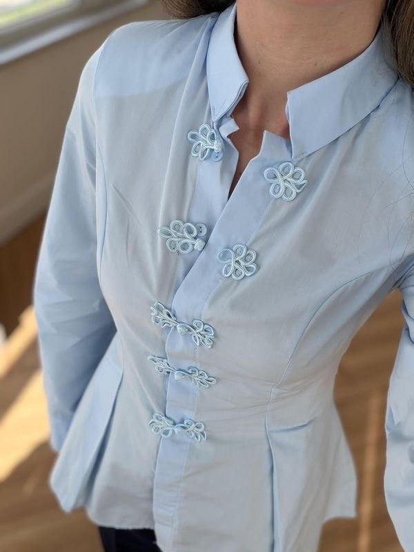 Sky Blue Pleat Shirt