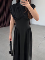 Black Sculpted Waist Dress