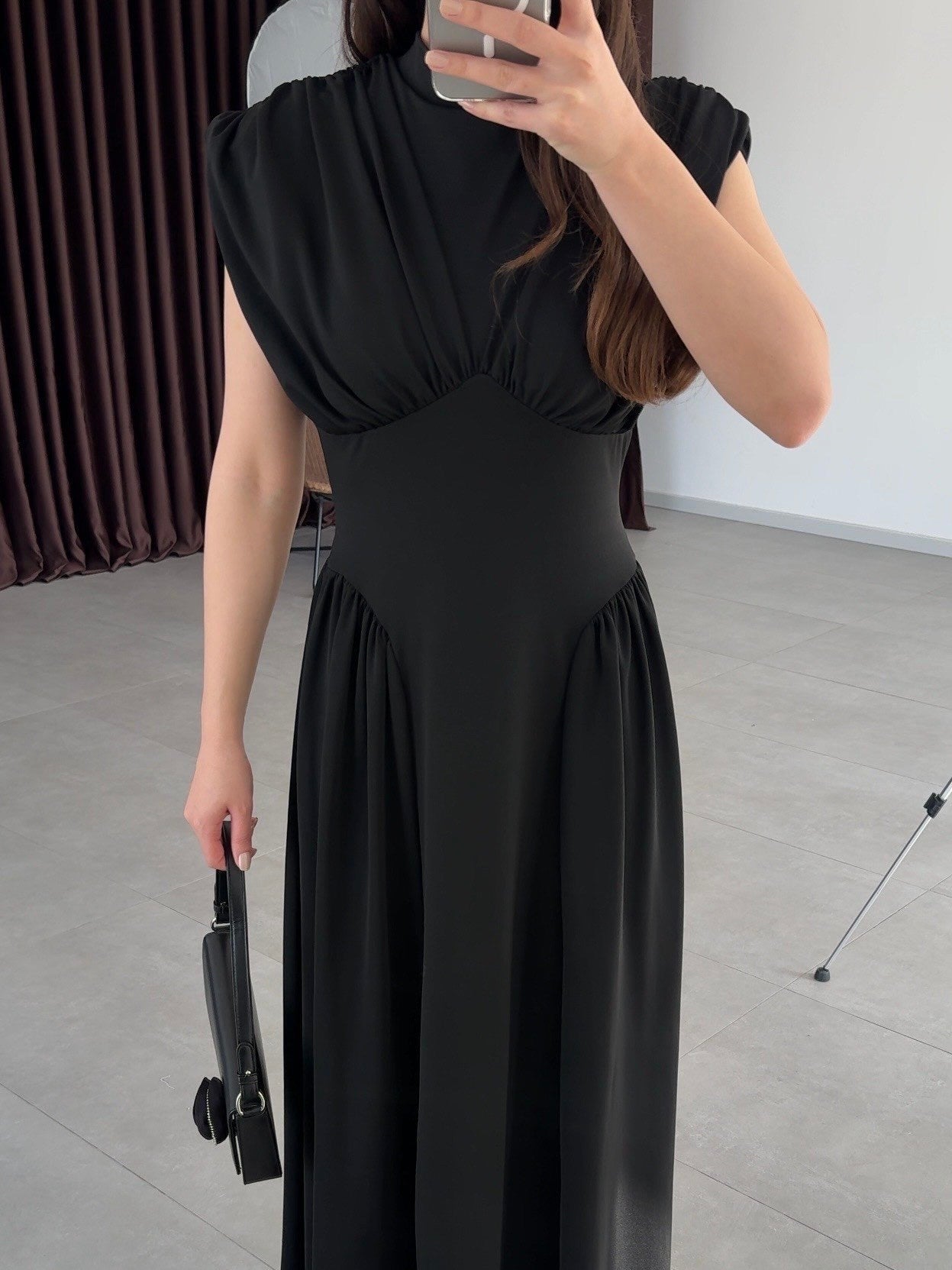 Black Sculpted Waist Dress
