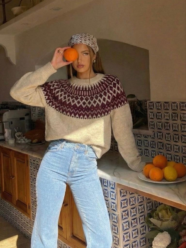 Beige Nordic Sweater