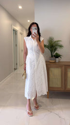 Ivory Eyelet Midi Dress
