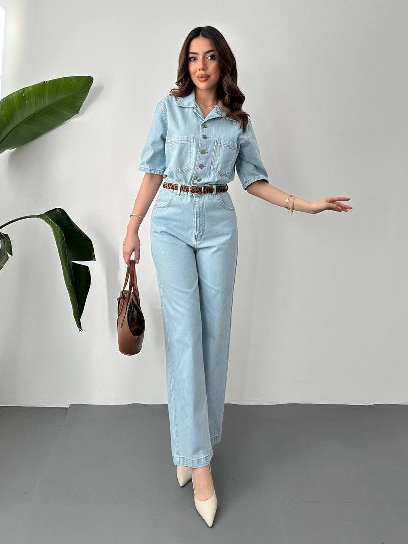 Chic Blue Denim Jumpsuit