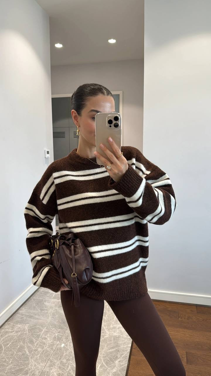 Brown Striped Sweater