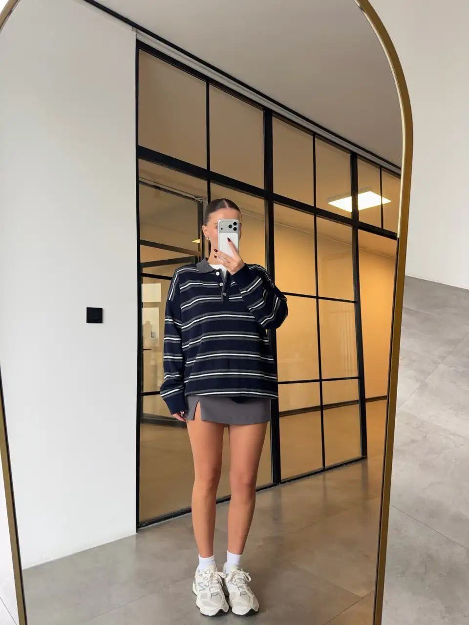 Striped Oversized Polo Sweater