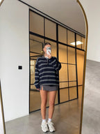 Striped Oversized Polo Sweater