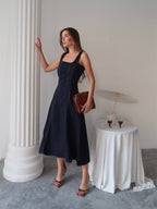 Navy Denim Midi Dress