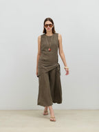 Olive Wrap Detail Midi Dress