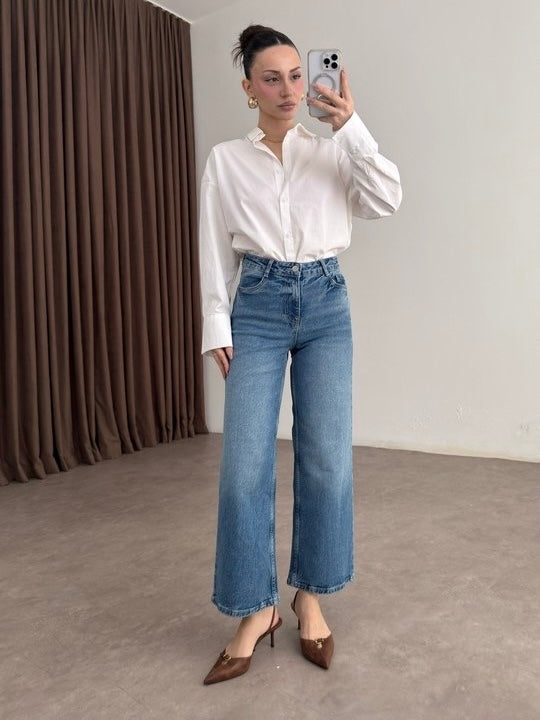 ZARA Wide Leg Cropped Jeans