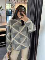 Checkered Knit Sweater
