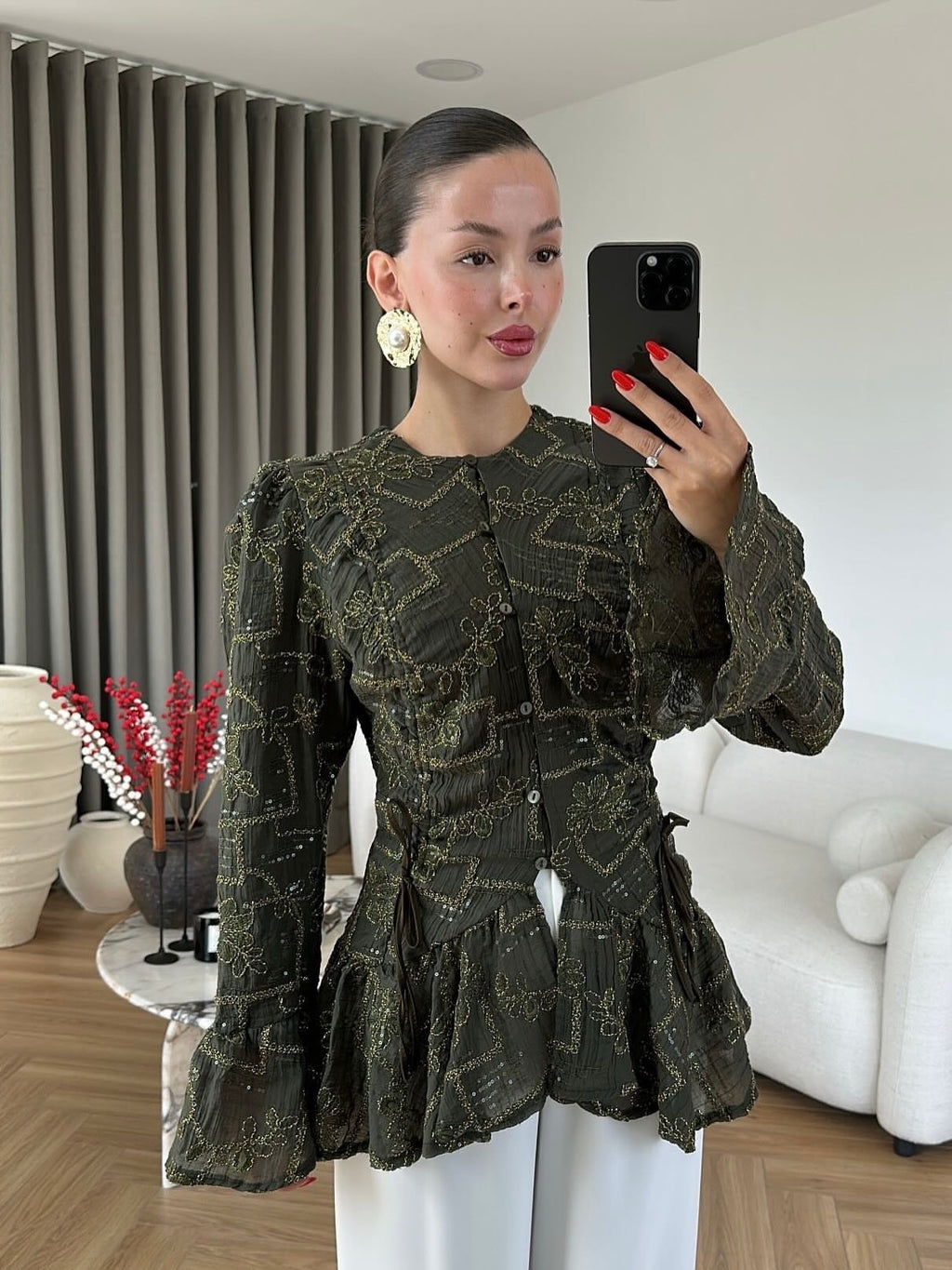 Luna Embroidered Peplum Blouse