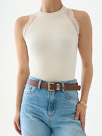 Lace Trim Knit Top