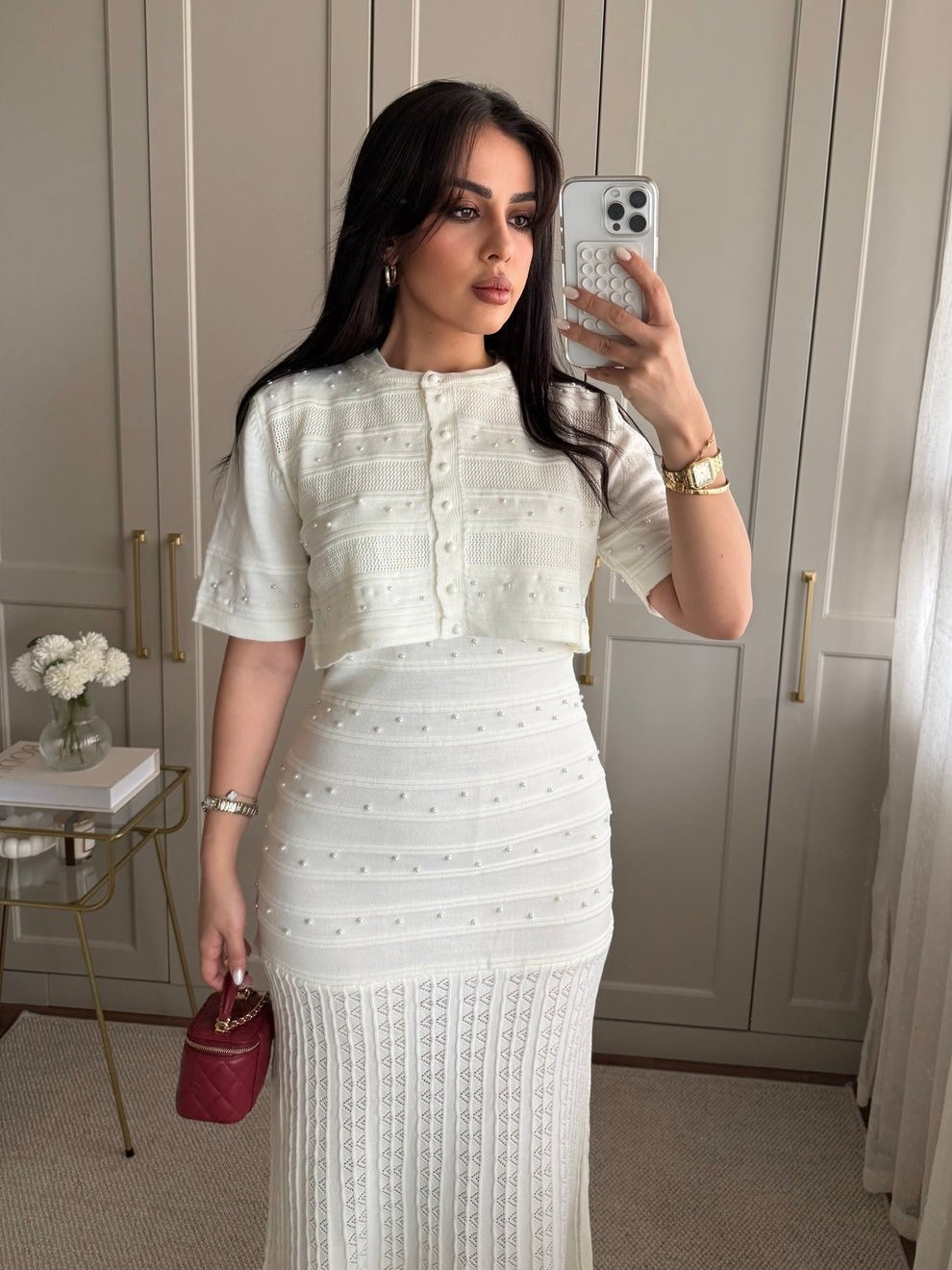 Ivory Pearl Knit Set
