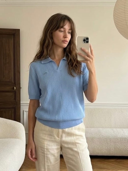 Lacoste Chic Ribbed Polo Top