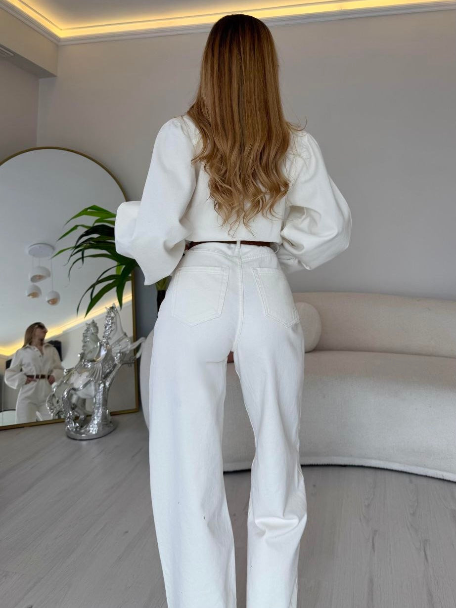 Straight-Leg Denim Jumpsuit