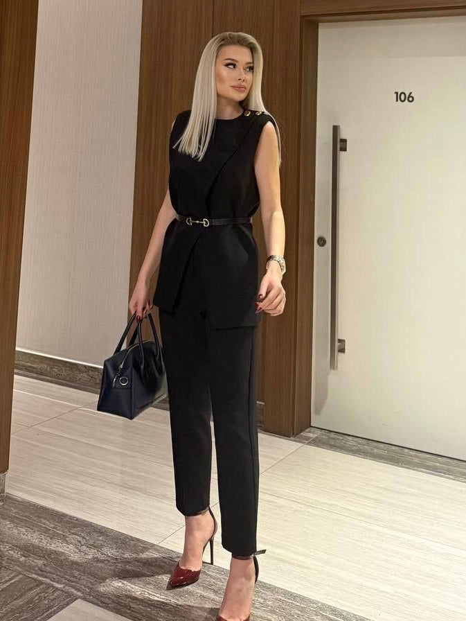 Elegant Black Belted Set
