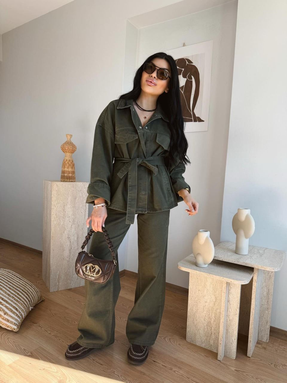 Olive Denim Set