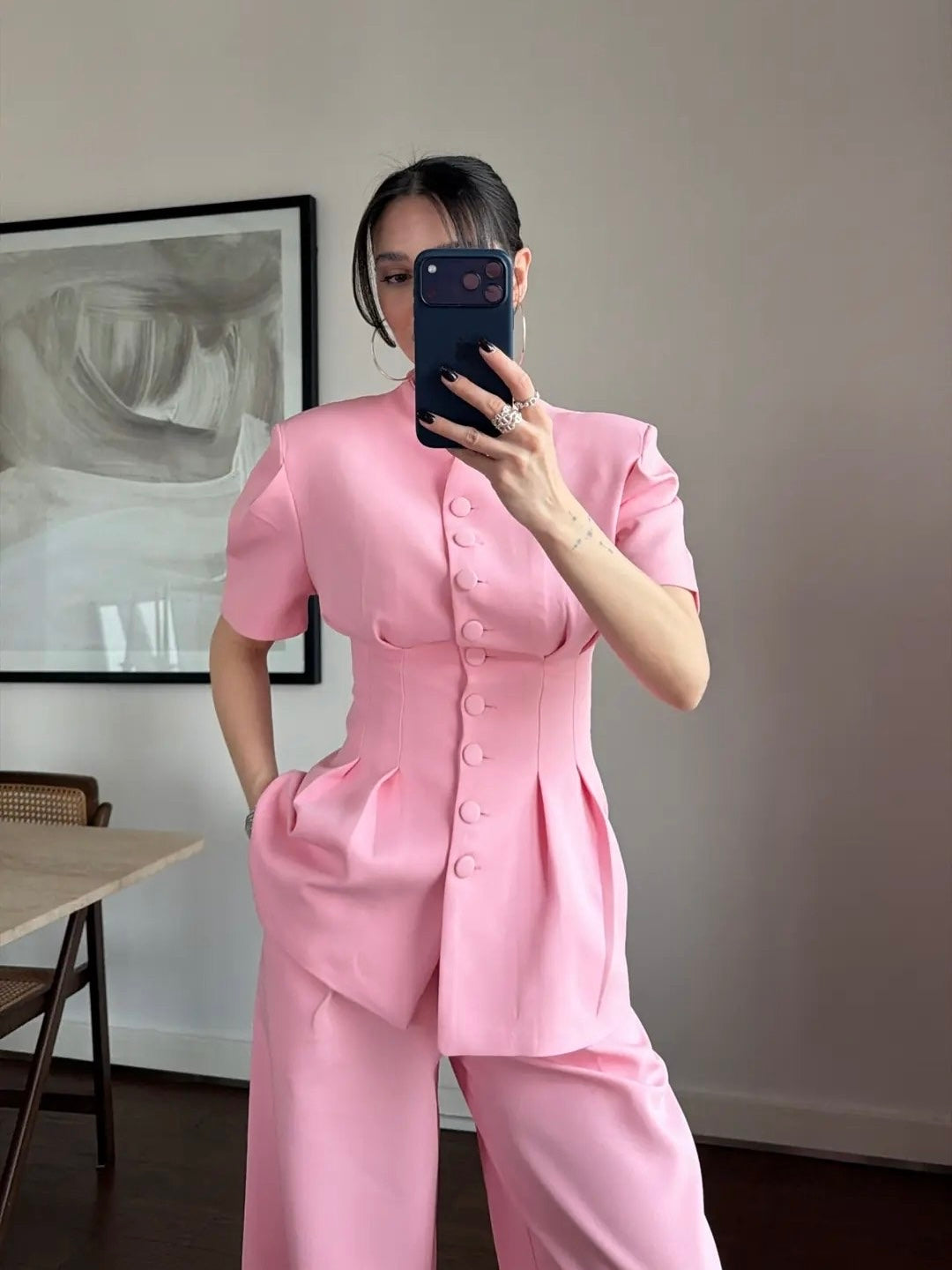 Pink Structured Two-Piece Set