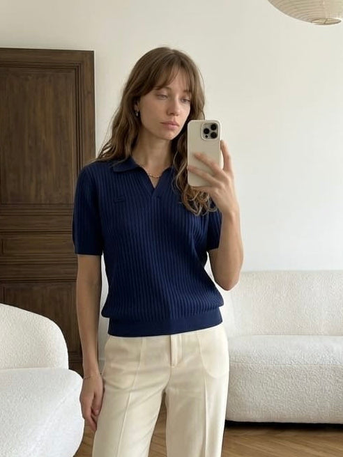 Lacoste Chic Ribbed Polo Top