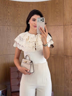 Lace Layered Collar Knit Top