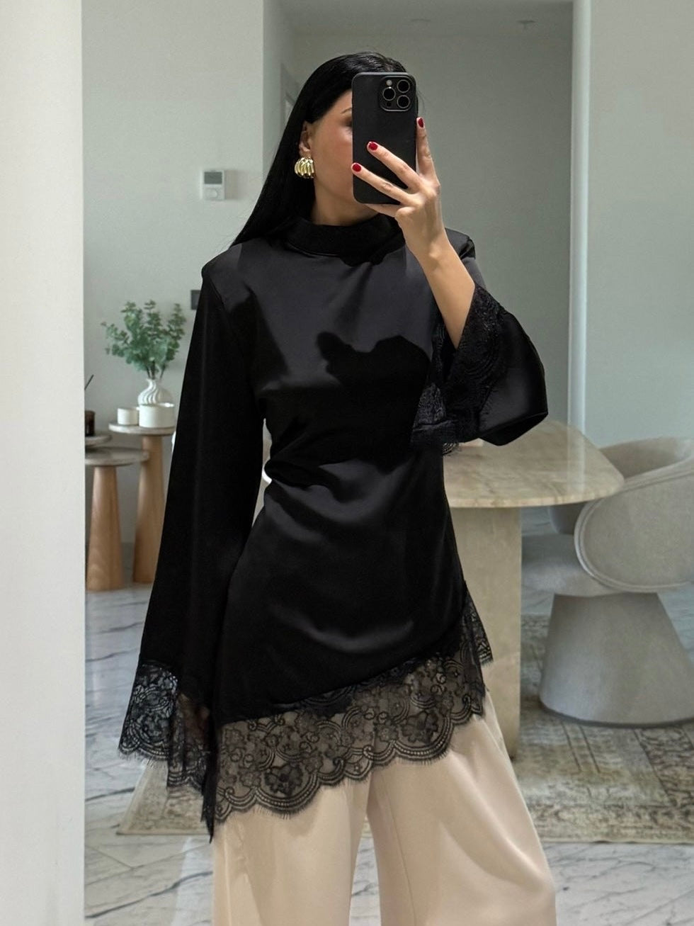 Black lace blouse