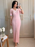 Blush Lace Knit Maxi Dress