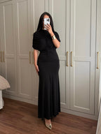 Black Velvet Grace Dress