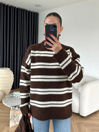 Brown Striped Wool Sweater