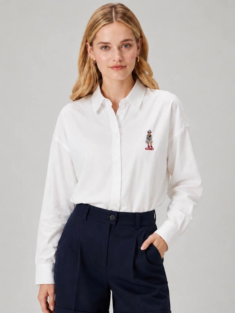 CLUBSY Embroidered White Shirt