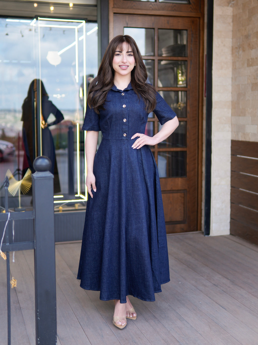 Short Sleeve Denim Dress