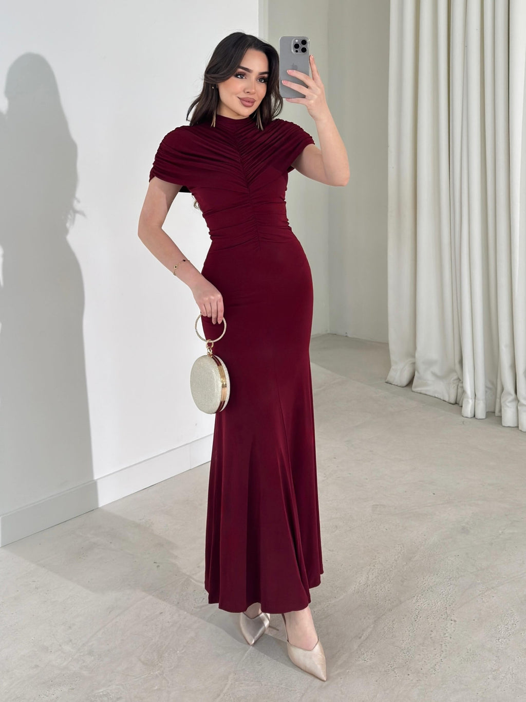 Burgundy Royal Draped Dress
