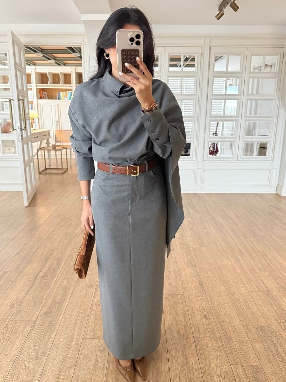 Elegant Grey Two-Piece Set